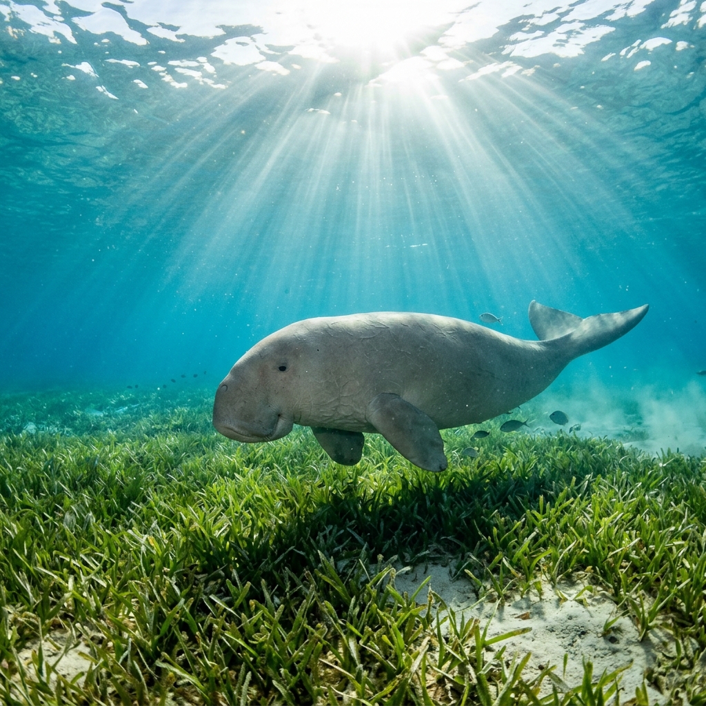 Dugong berenang bebas